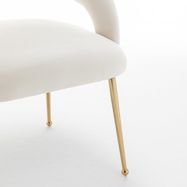 SEYNAR Mid Century Modern Velvet Upolstered Open-Back Dining Chair Set of 2 Image 10