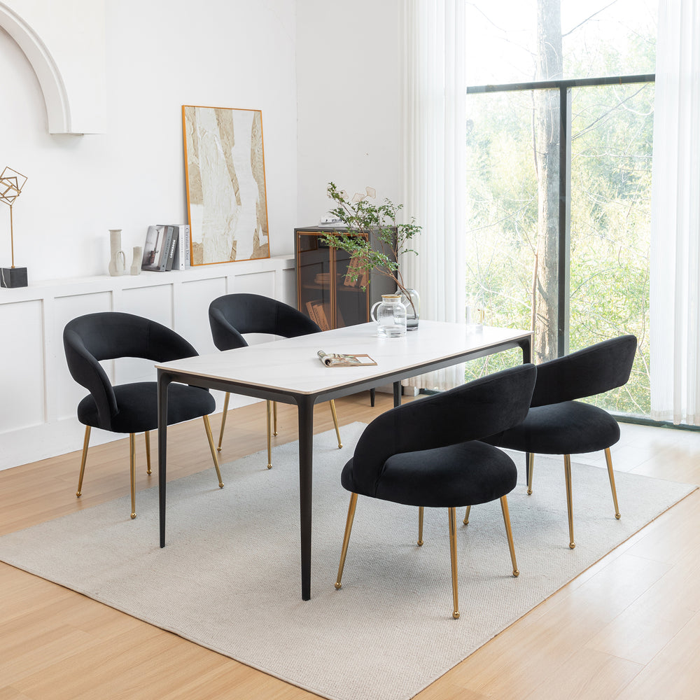 SEYNAR Mid Century Modern Velvet Upolstered Open-Back Dining Chair Set of 4 Image 2