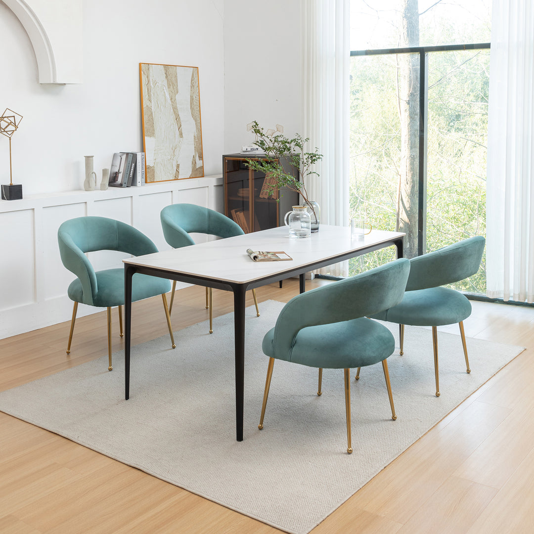 SEYNAR Mid Century Modern Velvet Upolstered Open-Back Dining Chair Set of 4 Image 3
