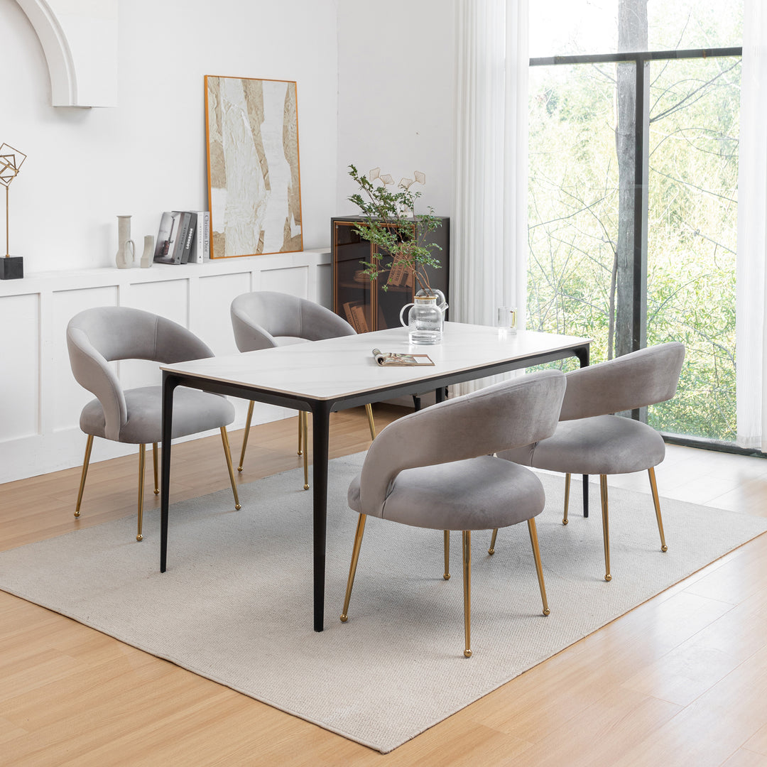 SEYNAR Mid Century Modern Velvet Upolstered Open-Back Dining Chair Set of 4 Image 4