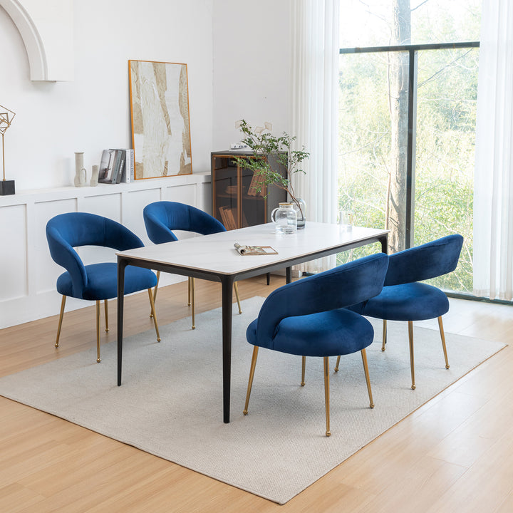 SEYNAR Mid Century Modern Velvet Upolstered Open-Back Dining Chair Set of 4 Image 5