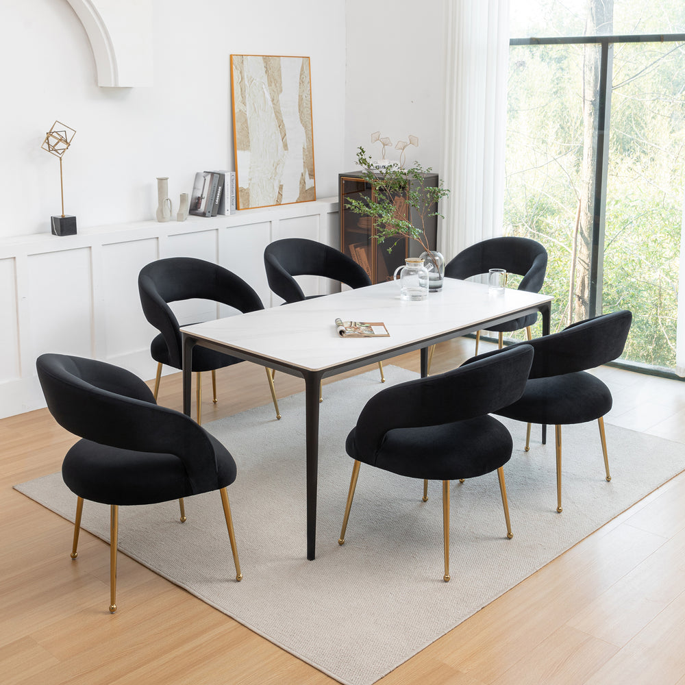 SEYNAR Mid Century Modern Velvet Upolstered Open-Back Dining Chair Set of 6 Image 2