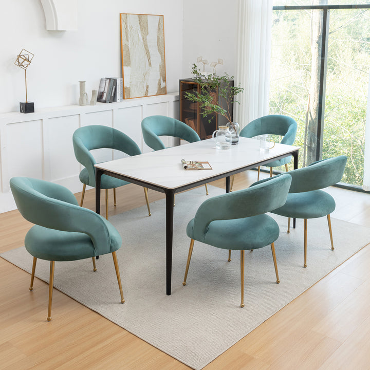 SEYNAR Mid Century Modern Velvet Upolstered Open-Back Dining Chair Set of 6 Image 3