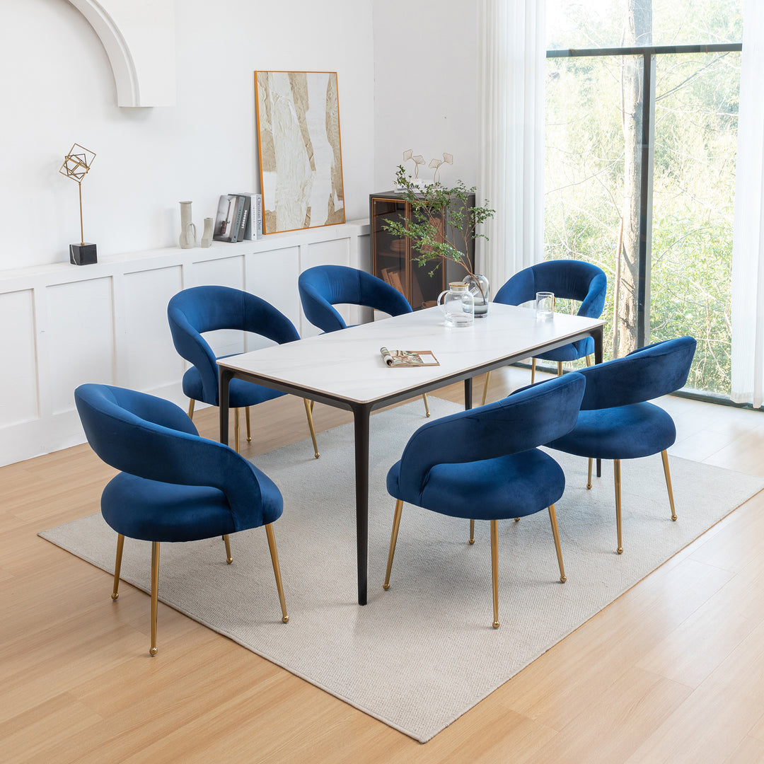 SEYNAR Mid Century Modern Velvet Upolstered Open-Back Dining Chair Set of 6 Image 5
