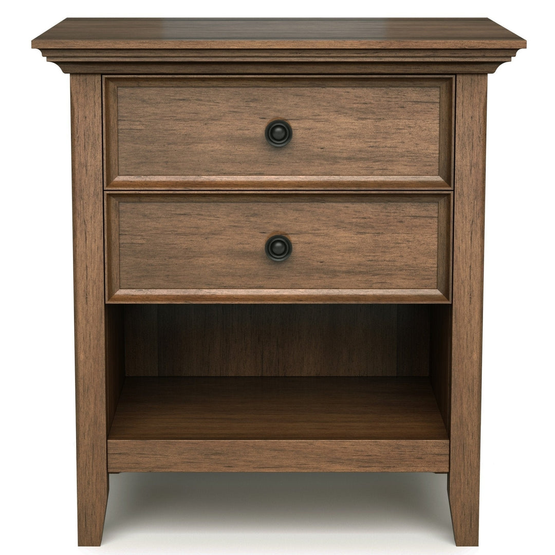 Amherst Bedside Table Solid Wood Nightstand 2 Drawers Open Shelf 16D x 24W x 26H Image 12