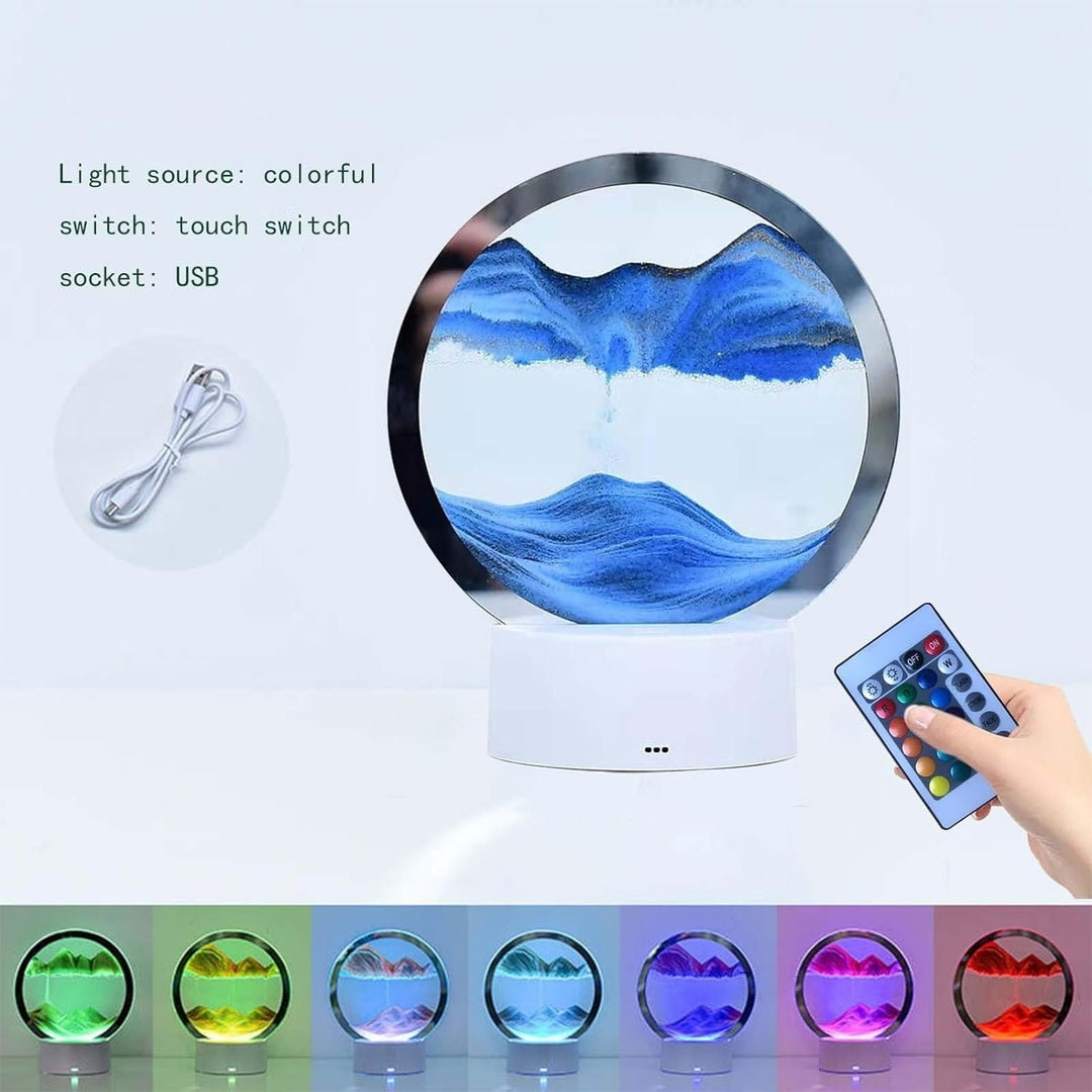 MORESEC 3D Flowing Sand Painting Table Lamp, Moving Sand Art Desk Lamp, Mobile Hourglass Deep Sea Sandscape Sand Image 2