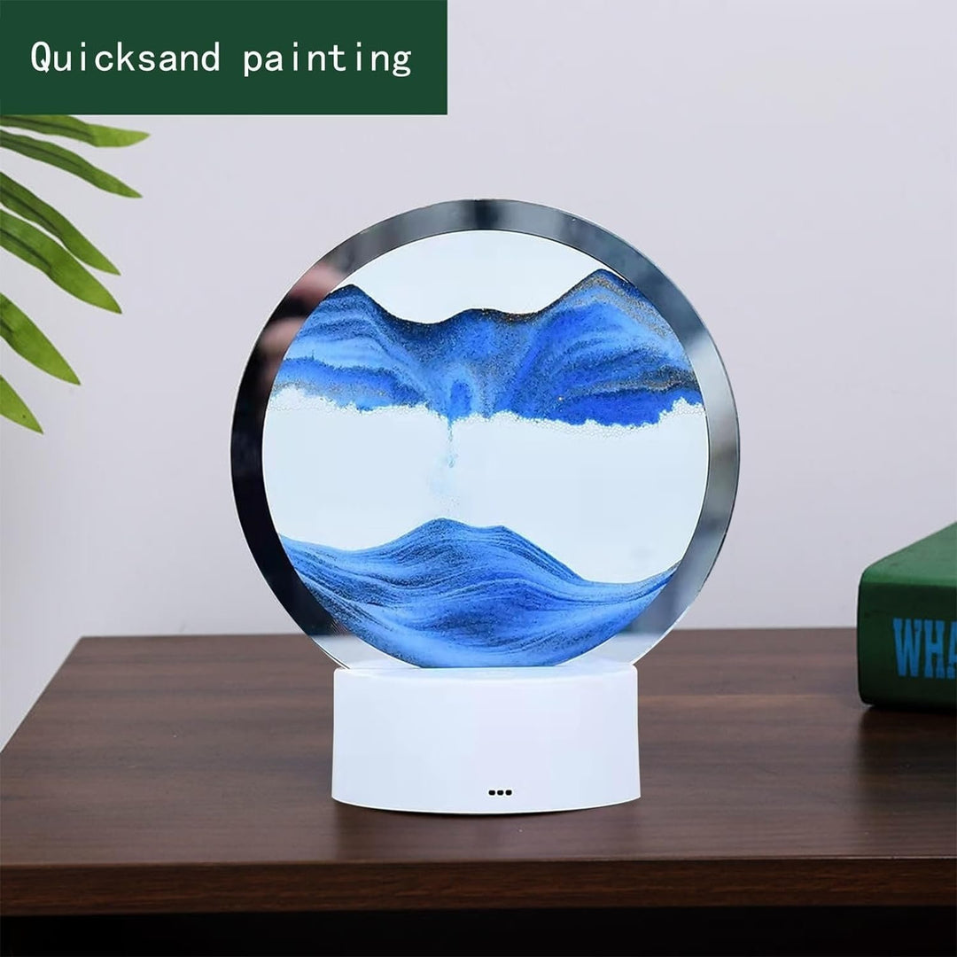 MORESEC 3D Flowing Sand Painting Table Lamp, Moving Sand Art Desk Lamp, Mobile Hourglass Deep Sea Sandscape Sand Image 3