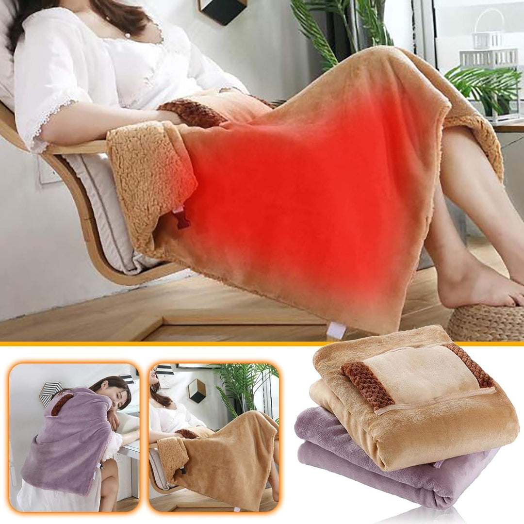 Electric Heated Blanket, Heated Blanket Throw 60x80cm, Soft USB Travel Blanket Machine Washable for Home and Office Use Image 1