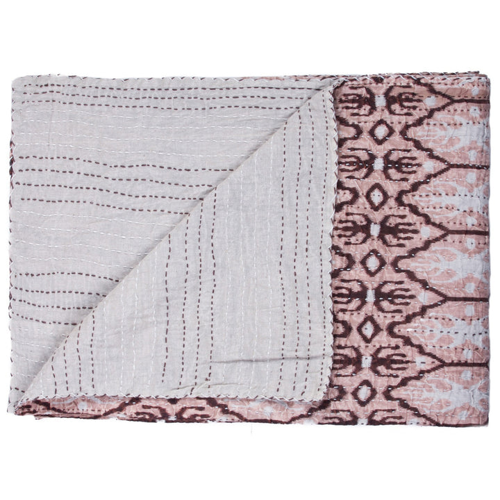 Taj Hotel Kantha Cotton Throw 50x70 Lightweight Handcrafted Image 1