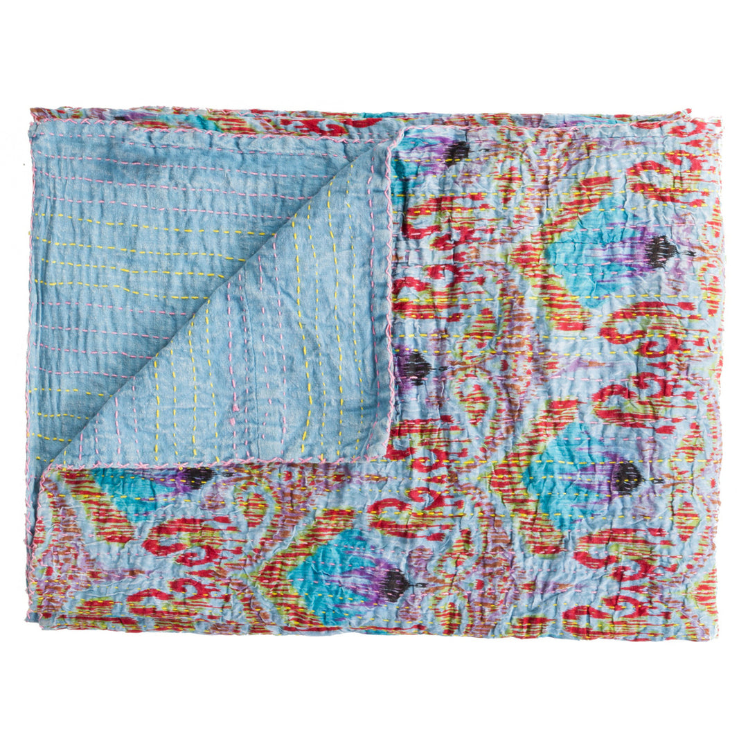 Taj Hotel Kantha Cotton Throw Blanket 50x70 Lightweight Patchwork India Image 7