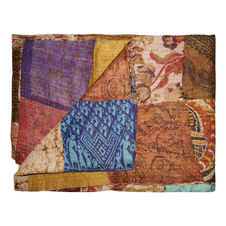 Taj Hotel Kantha Silk Throw 60x90 Lightweight Patchwork 100% Cotton India Image 9