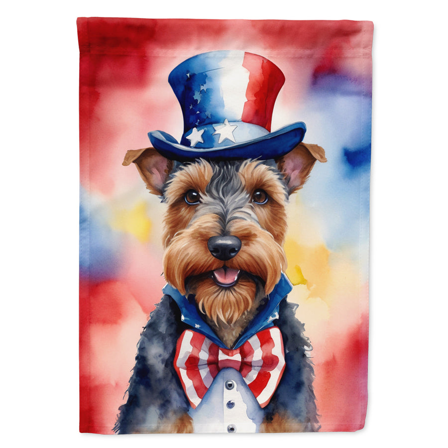Welsh Terrier Patriotic American House Flag Image 1