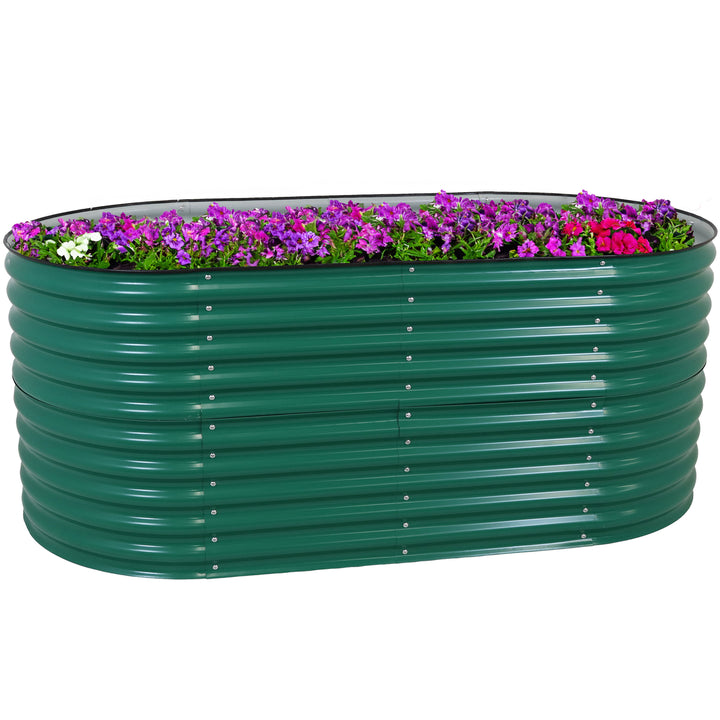 Sunnydaze Galvalume Steel Oval Raised Garden Bed - Green - 79 in x 32 in Image 7