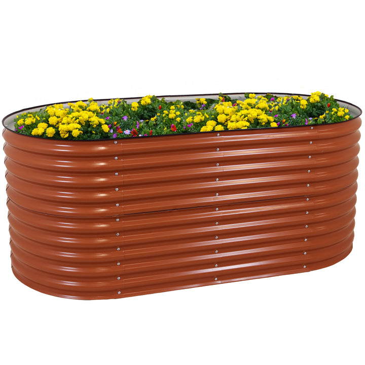 Sunnydaze Galvalume Steel Oval Raised Garden Bed - Brown - 79 in x 32 in Image 7