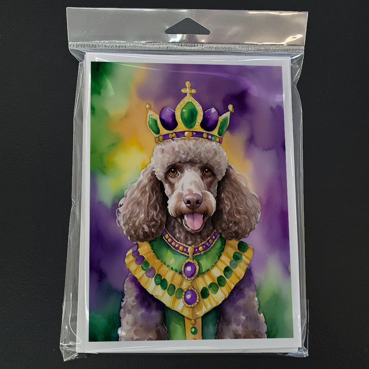 Chocolate Poodle King of Mardi Gras Greeting Cards Pack of 8 Image 3