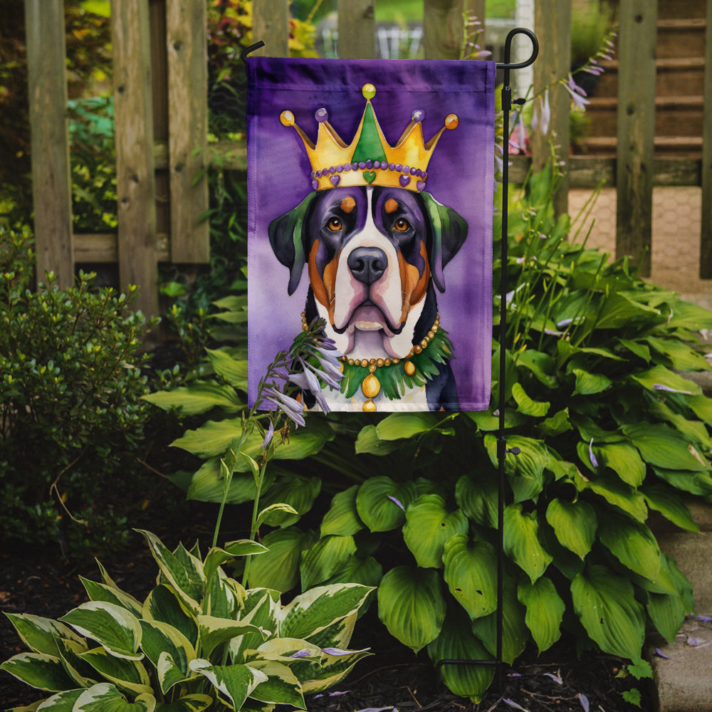 Greater Swiss Mountain Dog King of Mardi Gras Garden Flag Image 2