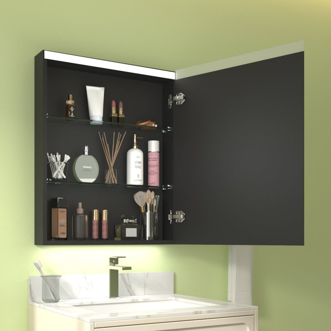 ExBrite 24" W x 30" H LED Light Bathroom Mirror Medicine Cabinet,Hinge on the Right Image 3