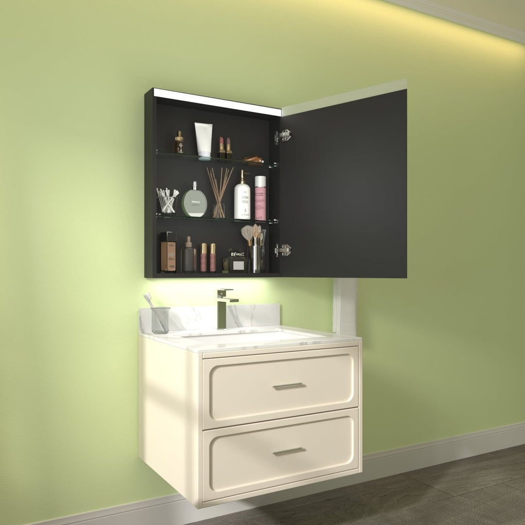 ExBrite 24" W x 30" H LED Light Bathroom Mirror Medicine Cabinet,Hinge on the Right Image 8