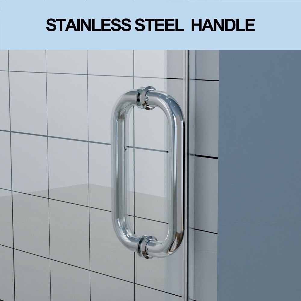 Gemini 34in W x 72in H Semi-Frameless Hinged Shower Door Chrome Clear Glass Image 3