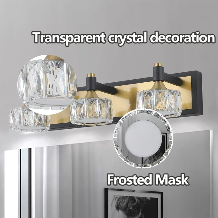 ExBrite 3-Light Crystal Bathroom Vanity Light Yellow Brown Modern Iron Fixtures Image 5