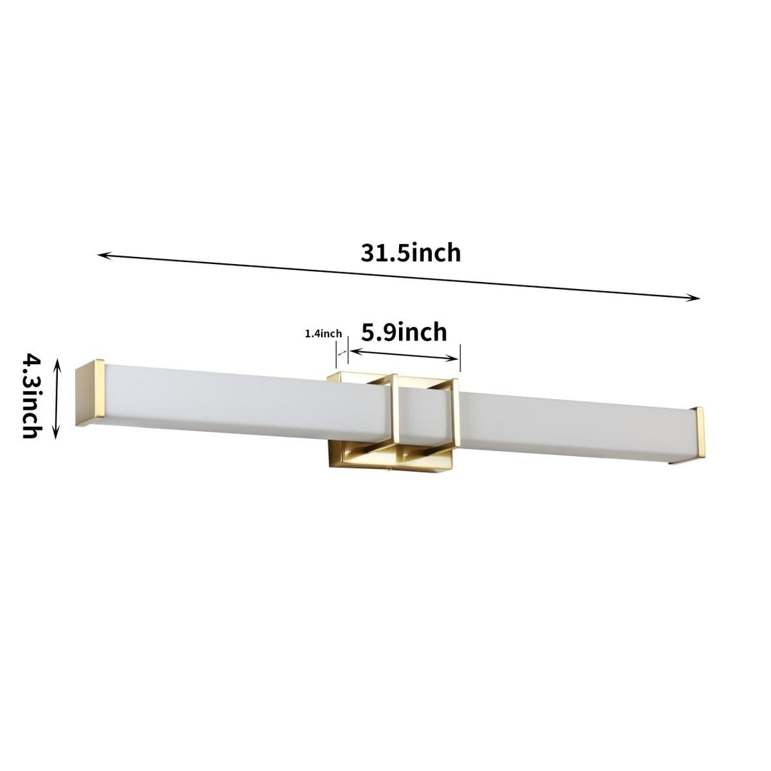 ExBrite 31.5" LED Vanity Light Gold Glass Shade Tri-Color Dimming ETL Certified Image 2