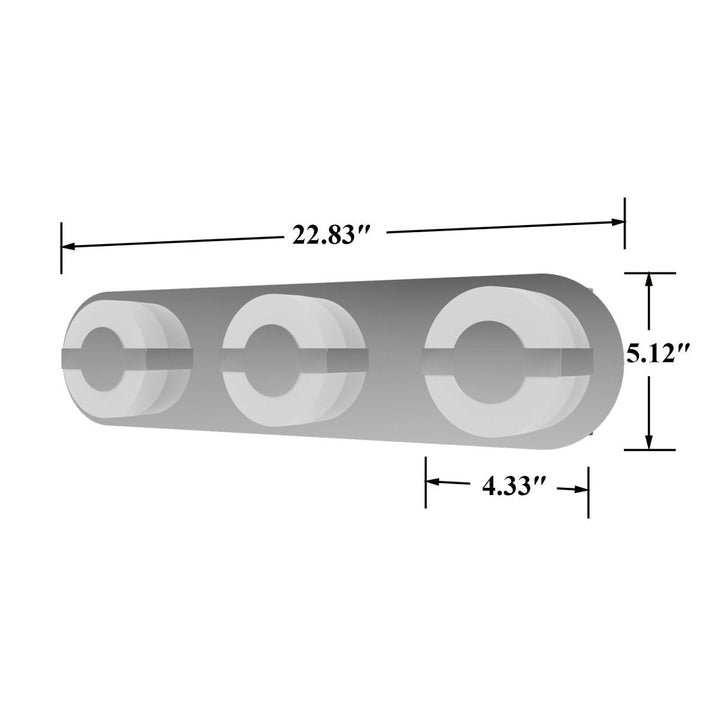 ExBrite 22.8 Inch Chrome LED Vanity Light Three-Light Modern Fixture Image 8