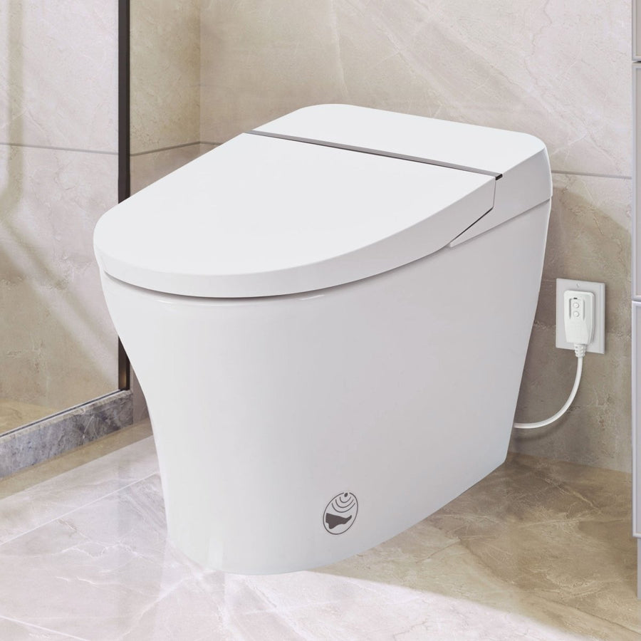 ExBrite Smart Toilet Dual Flush 1.28 GPF Tankless Heated Seat Night Light White Image 1