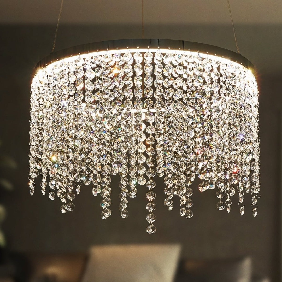 ExBrite Fancy hanging ceiling lamps,Modern Pendant Light,Crystal Chandelier,Height Adjustable,Dining Room Image 1