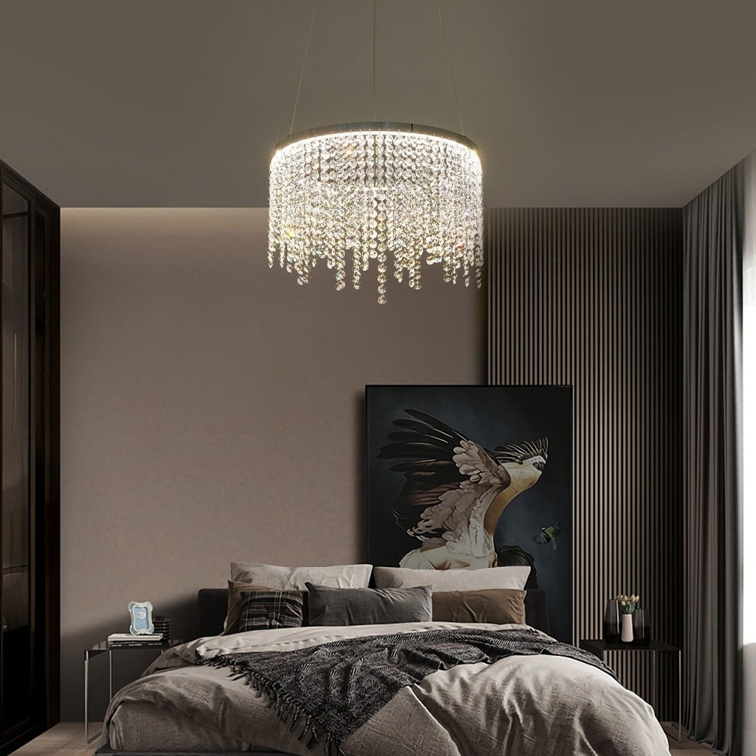 ExBrite Fancy hanging ceiling lamps,Modern Pendant Light,Crystal Chandelier,Height Adjustable,Dining Room Image 3