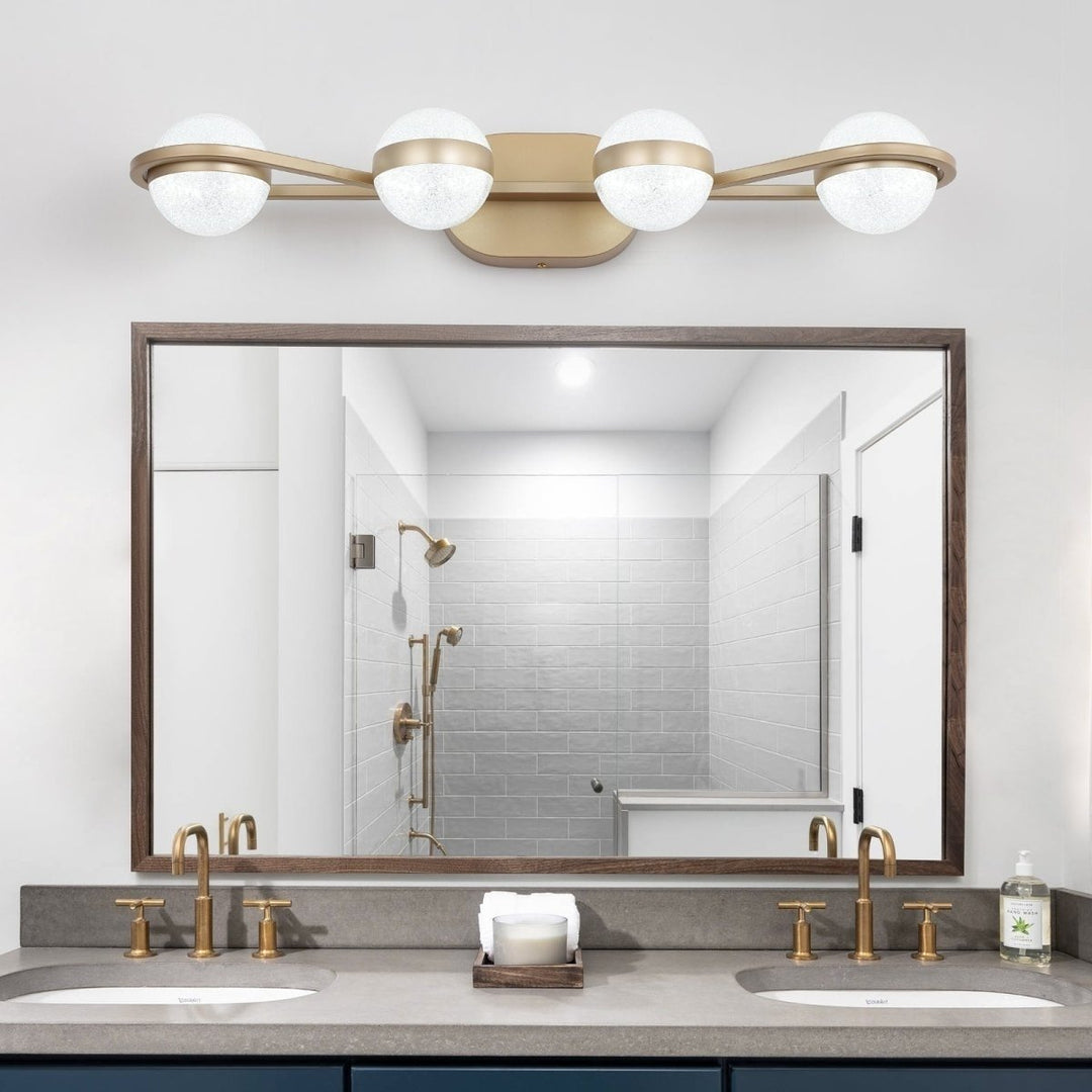 ExBrite 4-Light Vanity Lights Bathroom Fixture Brushed Gold LED Acrylic 28.35in Image 1