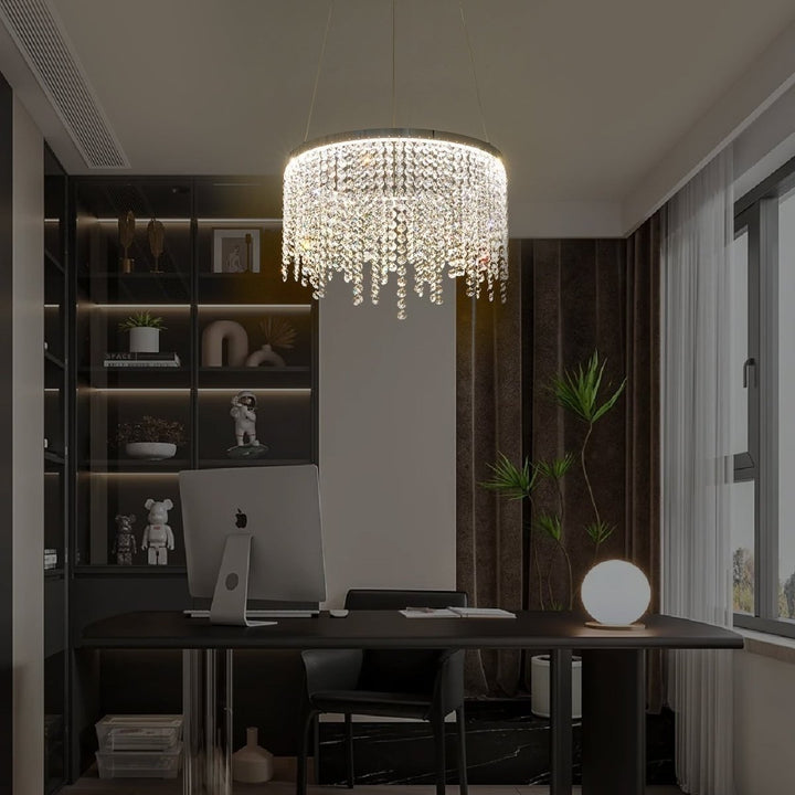 ExBrite Fancy hanging ceiling lamps,Modern Pendant Light,Crystal Chandelier,Height Adjustable,Dining Room Image 4