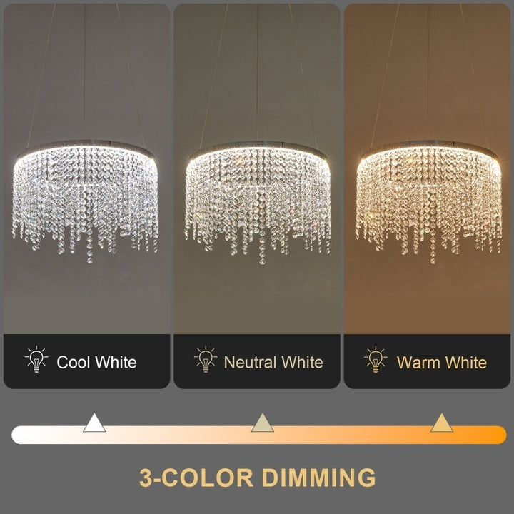 ExBrite Fancy hanging ceiling lamps,Modern Pendant Light,Crystal Chandelier,Height Adjustable,Dining Room Image 5