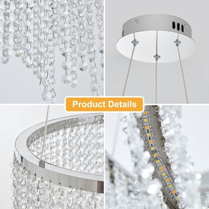 ExBrite Fancy hanging ceiling lamps,Modern Pendant Light,Crystal Chandelier,Height Adjustable,Dining Room Image 6