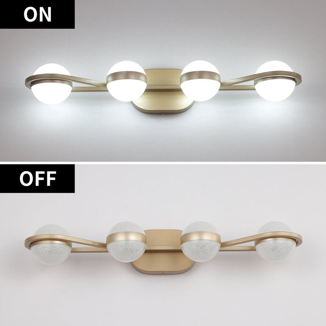 ExBrite 4-Light Vanity Lights Bathroom Fixture Brushed Gold LED Acrylic 28.35in Image 4