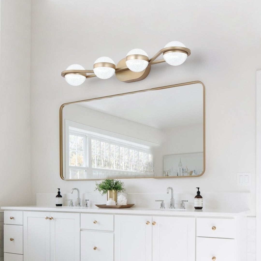 ExBrite 4-Light Vanity Lights Bathroom Fixture Brushed Gold LED Acrylic 28.35in Image 7