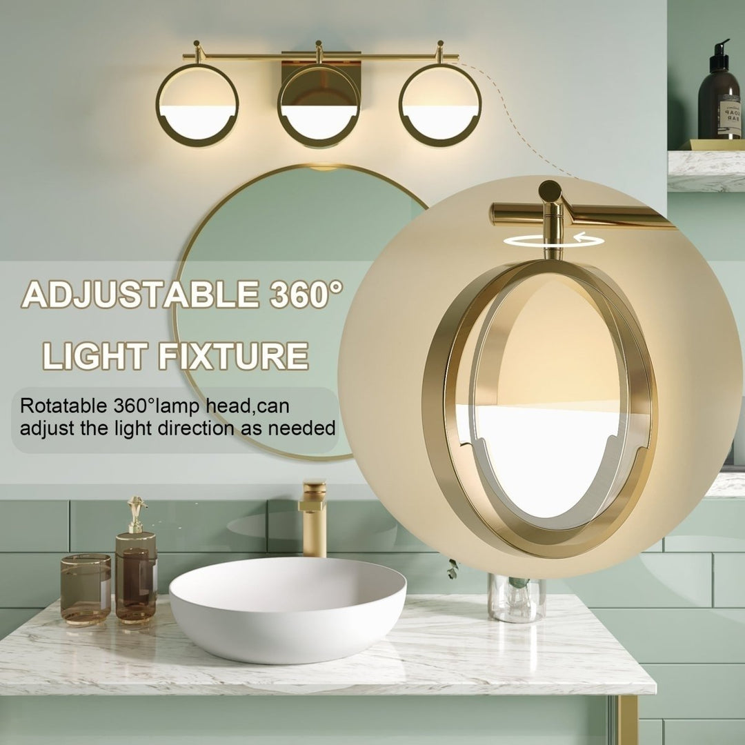 ExBrite TRIO LED Vanity Light Gold Modern Design Dimmable Rotatable Heads Eco-Friendly Image 4