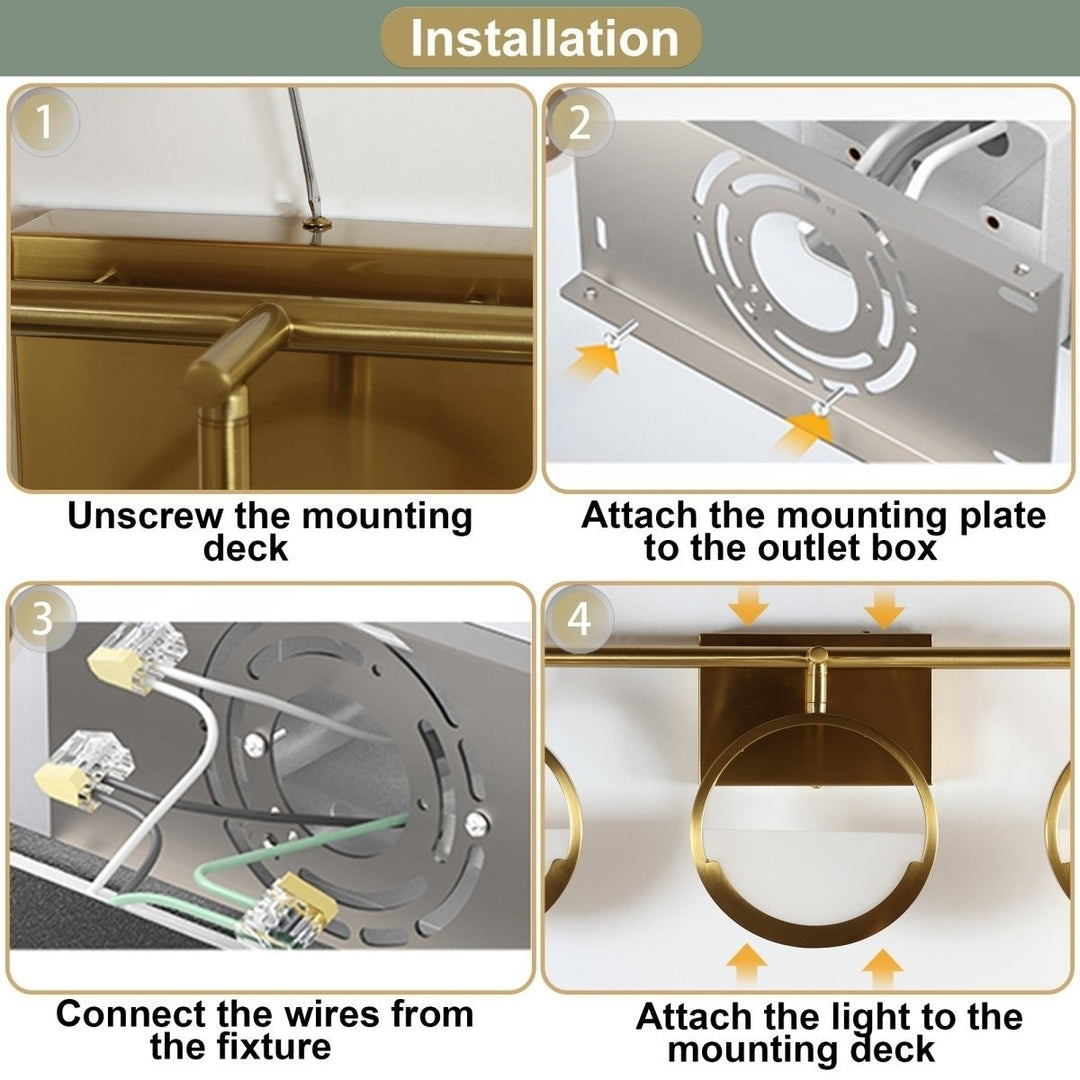 ExBrite TRIO LED Vanity Light Gold Modern Design Dimmable Rotatable Heads Eco-Friendly Image 7