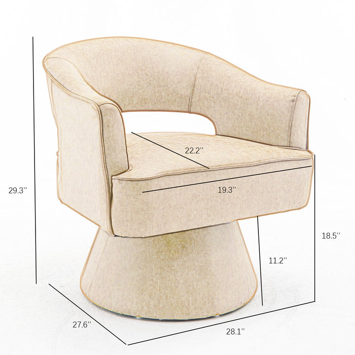SEYNAR Modern PU Leather 360 Degree Swivel Accent Barrel Chair Image 12