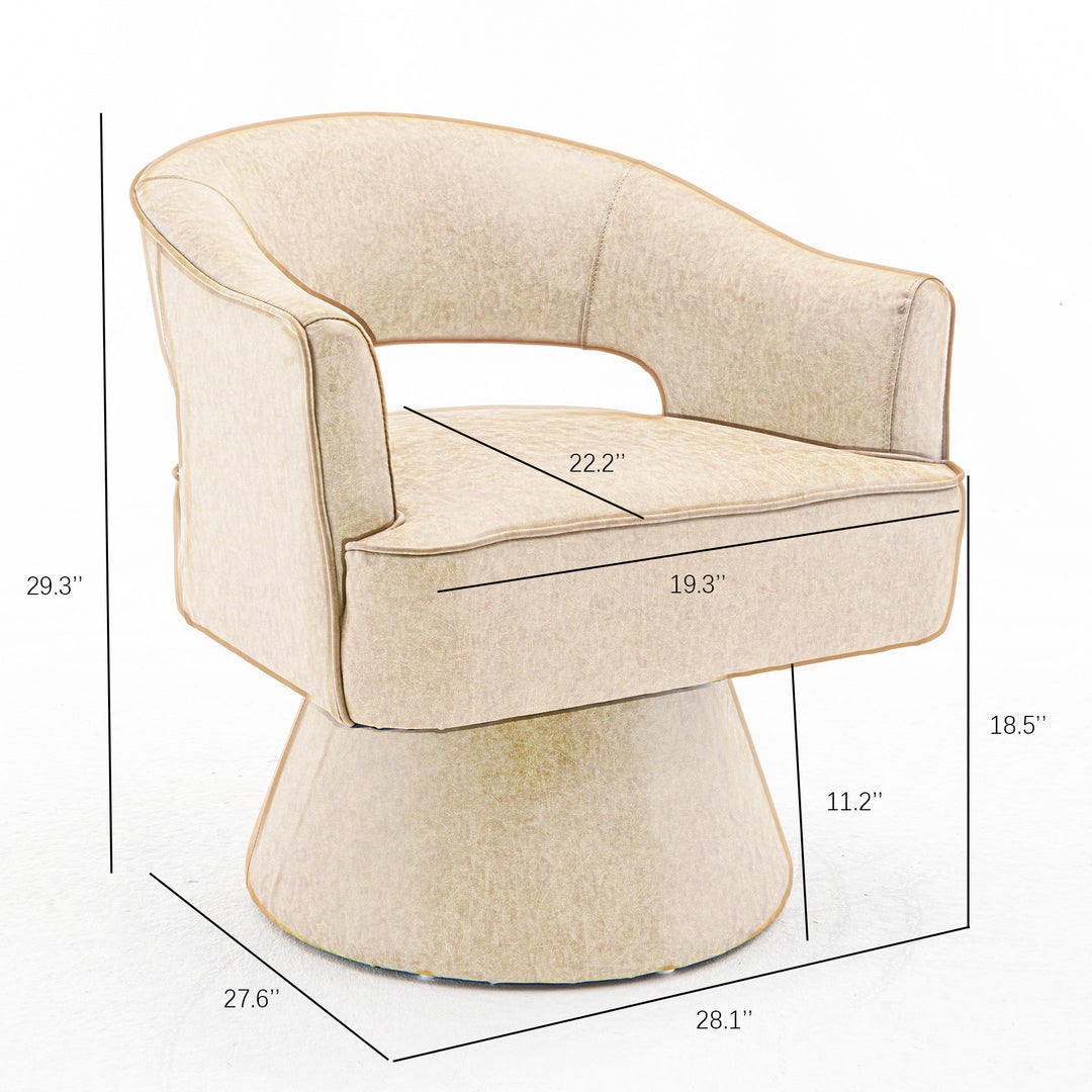 SEYNAR Modern PU Leather 360 Degree Swivel Accent Barrel Chair Set of 2 Image 12