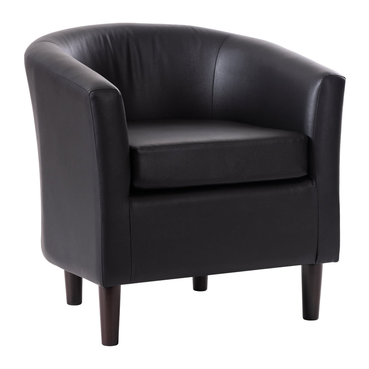 CorLiving Vegan Leather Barrel Chair Image 2