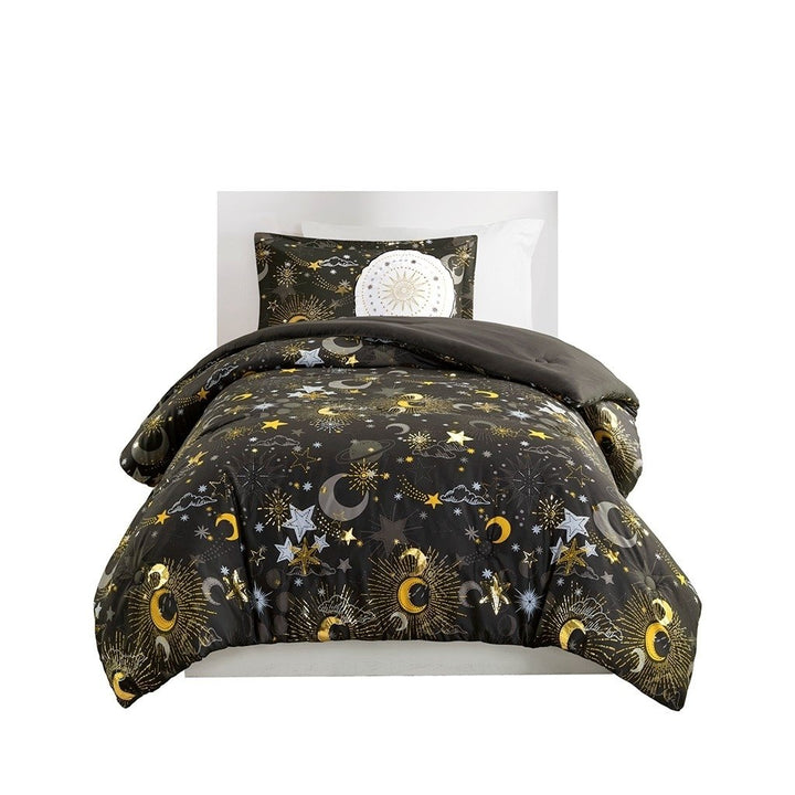 Gracie Mills Dervan Celestial Dreams Starry Sky Metallic Comforter Set with Enchanting Throw Pillow - GRACE-14063 Image 1