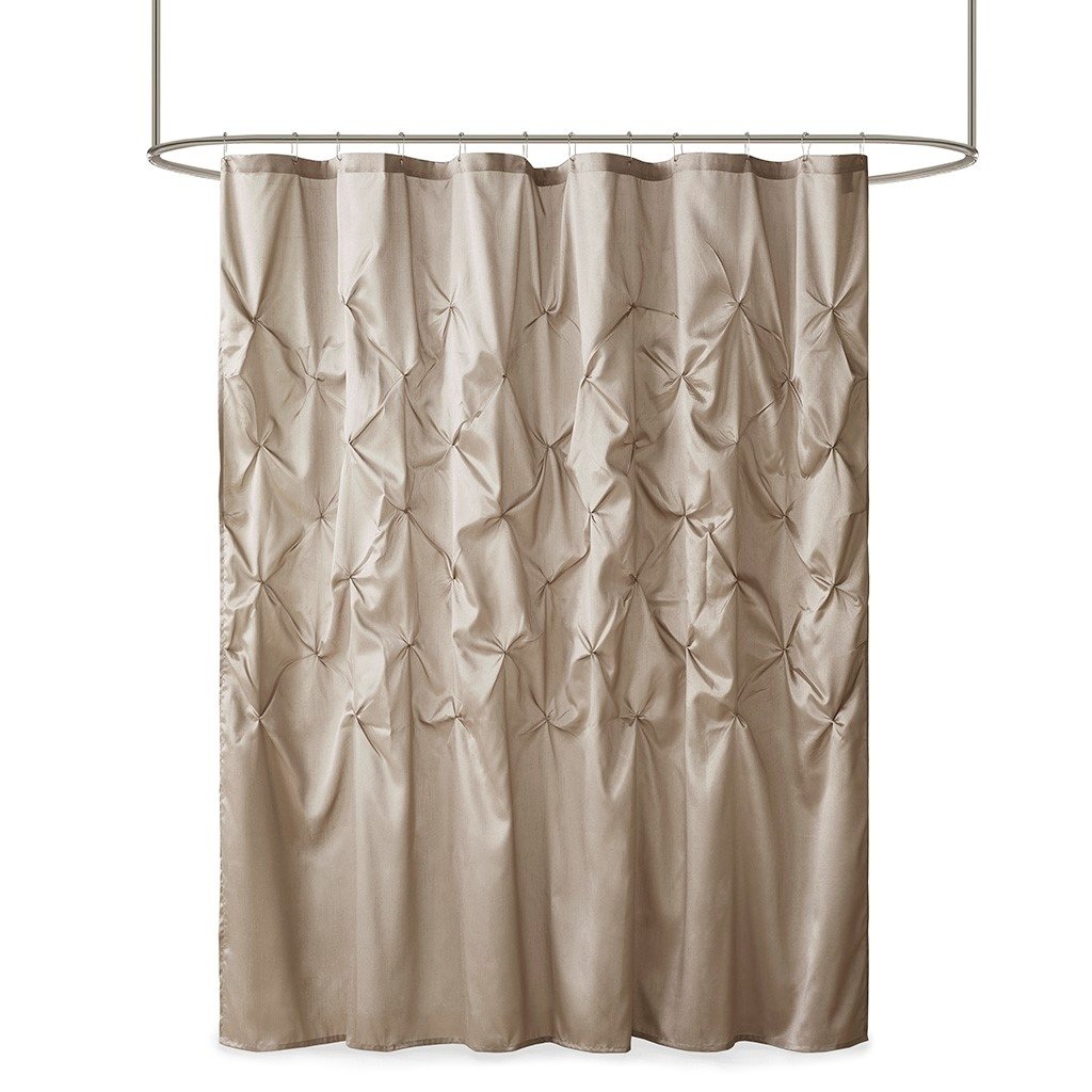 Gracie Mills Shelby Semi-Sheer Lightweight Faux Silk Tufted Shower Curtain - GRACE-3799 Image 1