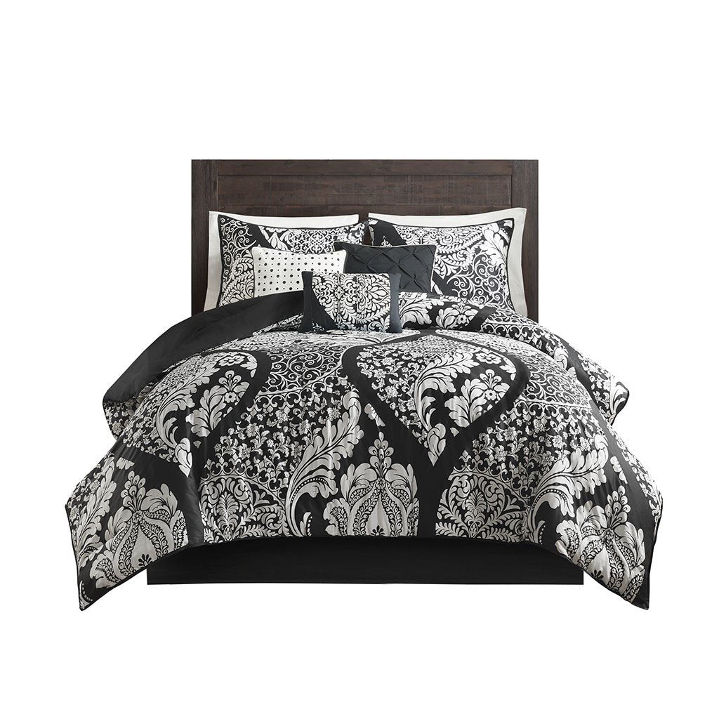 Gracie Mills Damask Dreams Comforter Set 7-Piece Cotton Printed Twin Queen GRACE-9122 Image 5