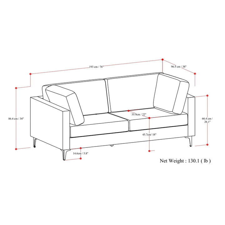 Ava 76 Inch Mid Century Sofa Performance Fabric Stain Resistant Living Room Couch Image 11