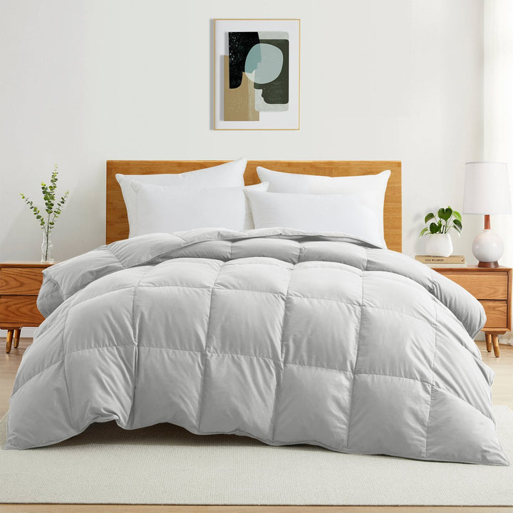 Goose Feather Down Comforter,Premium Comforter for All Seasons with 8 Tabs, Luxury Hotel Duvet Insert Image 1