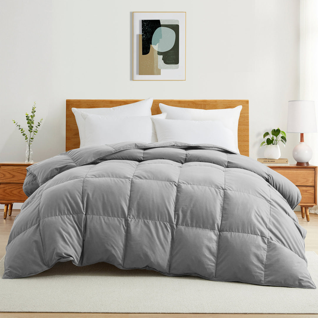 Goose Feather Down Comforter,Premium Comforter for All Seasons with 8 Tabs, Luxury Hotel Duvet Insert Image 6
