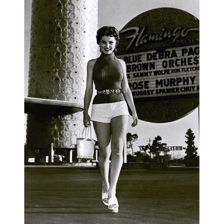 Debra Paget- In front of Flamingo Las Vegas Hotel 1950 Photo Print (8 x 10) - Item DAP16684 Image 1