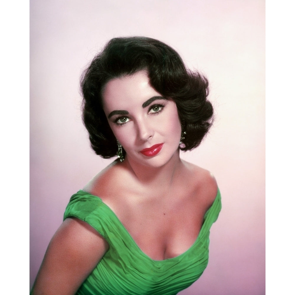 Elizabeth Taylor - Green Dress/ Purple Background Photo Print (8 x 10) - Item DAP17738 Image 1