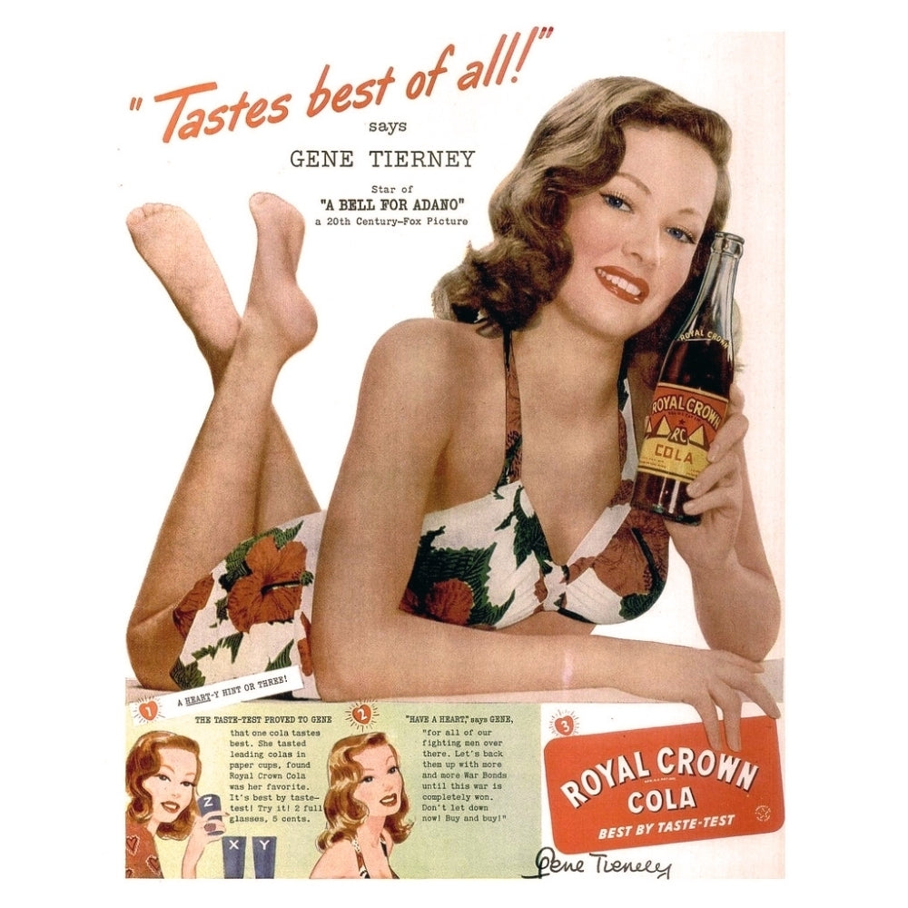 Gene Tierney - Royal Crown Cola Ad Photo Print (8 x 10) - Item DAP18155 Image 1