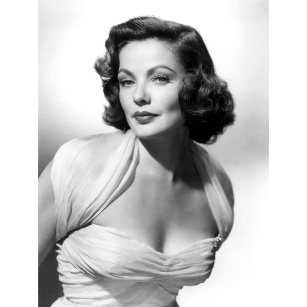 Gene Tierney - White Ruffle Top With Sheer Shoulder Straps Photo Print (8 x 10) - Item DAP18164 Image 1